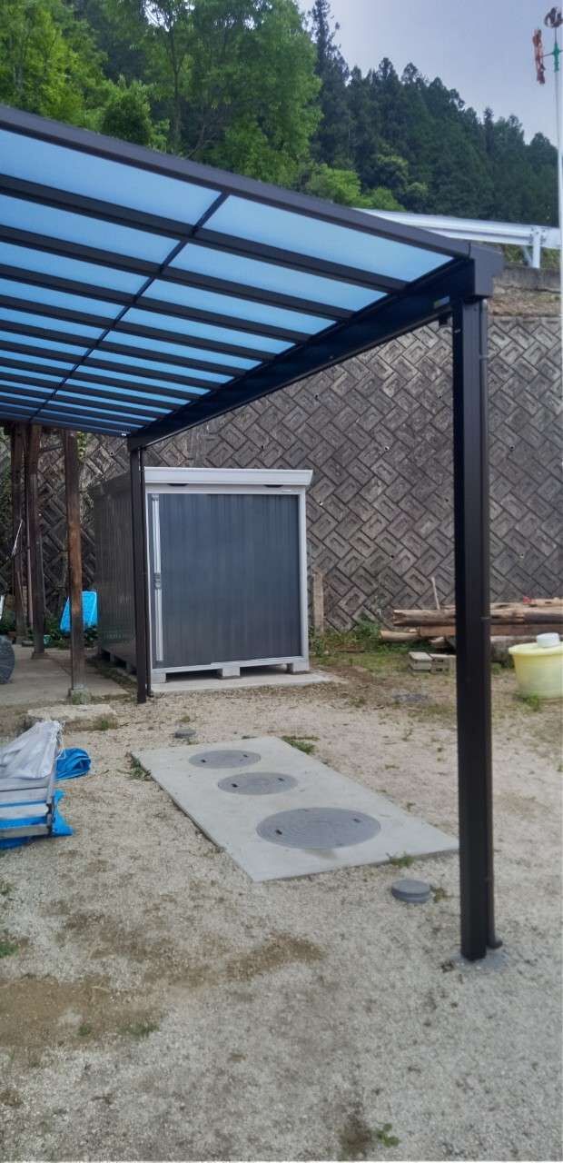 恵那市　I様邸　テラス屋根・物置設置させていただきました